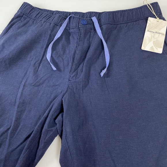 Tommy Bahama Linen in Paradise Stretch Shorts Mens XL Navy NWT Drawstring - Picture 1 of 9